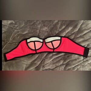 Bluenotes pink color block bikini top